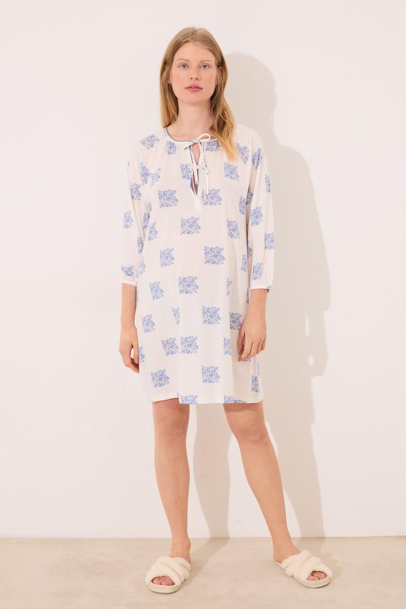 Women'secret Camisón Corto "maternity" Blanco Estampado Boho