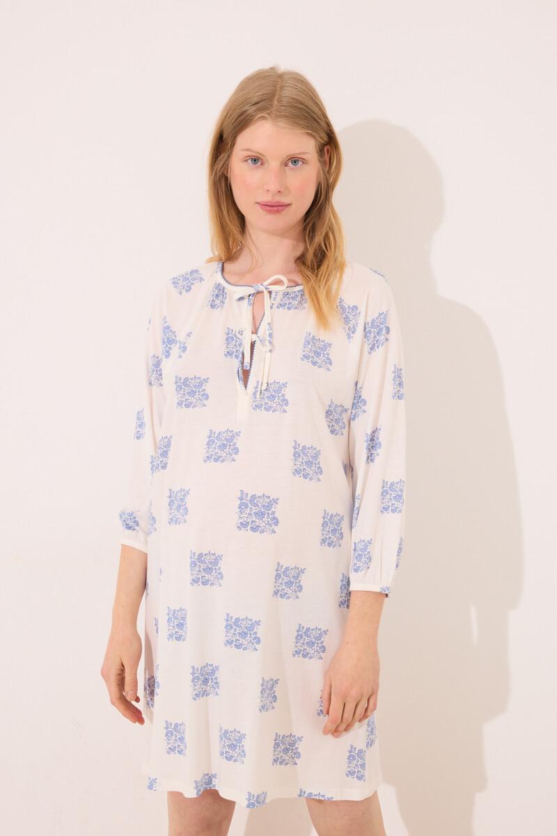 Women'secret Camisón Corto "maternity" Blanco Estampado Boho