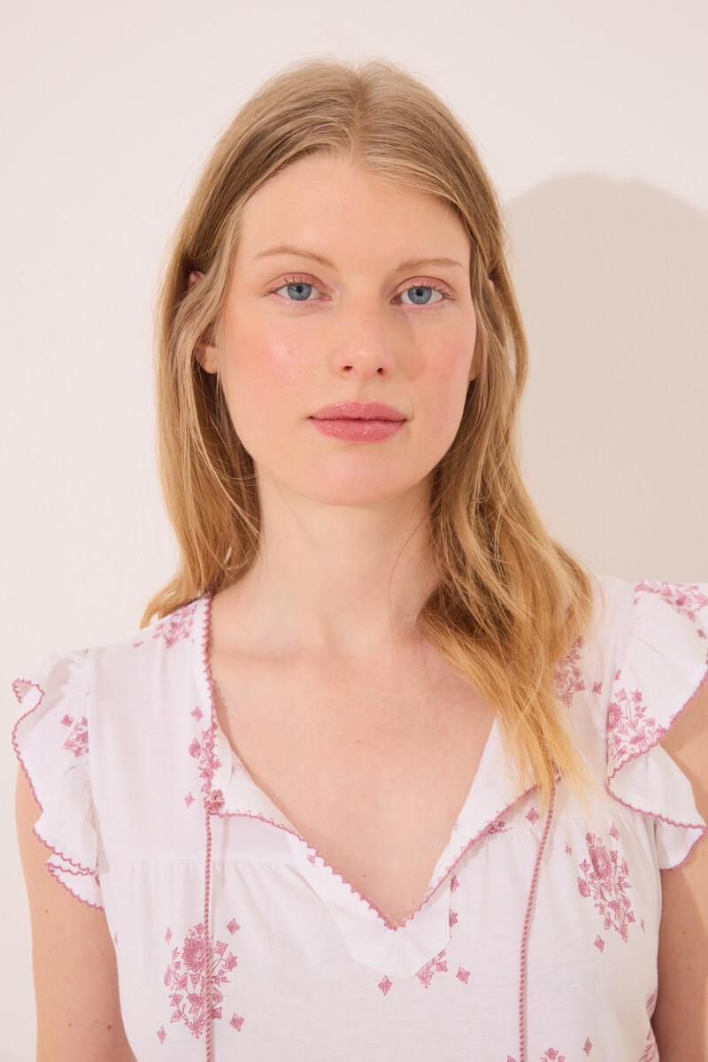 Women'secret Camisón Corto "maternity" Blanco Estampado Floral