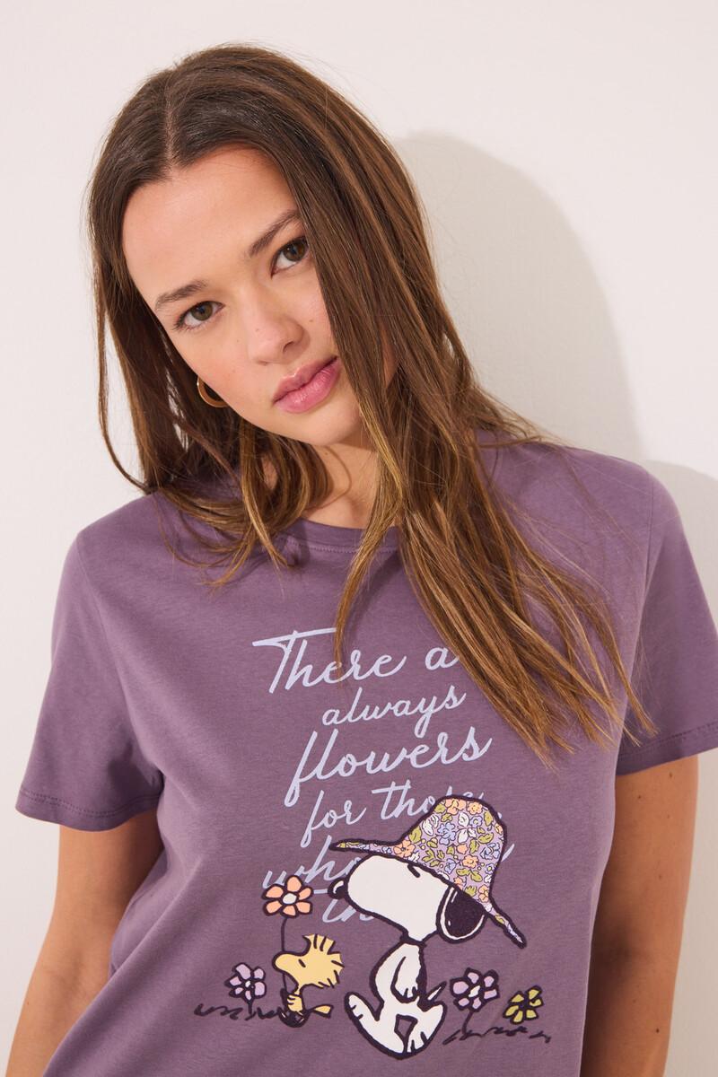 Women'secret Camisón Midi 100% Algodón Morado Snoopy