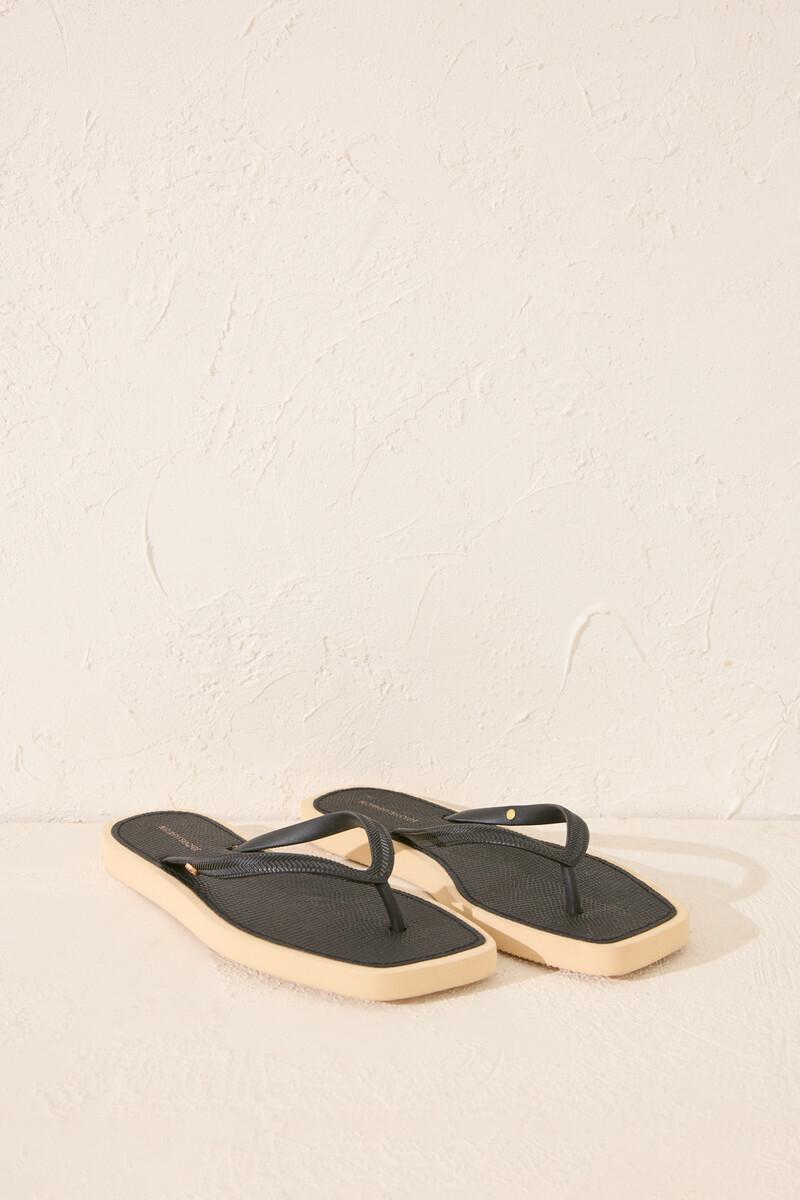 Women'secret Chanclas Punta Cuadrada Serpiente Negro