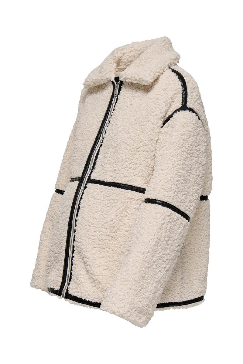 Women'secret Chaqueta Teddy Premamá Beige Con Detalle De Cintas Negras