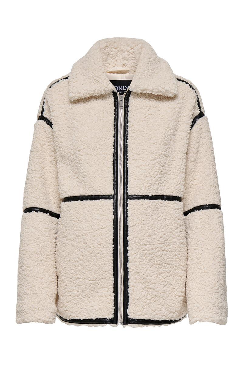 women'secret Chaqueta Teddy premamá beige con detalle de cintas negras