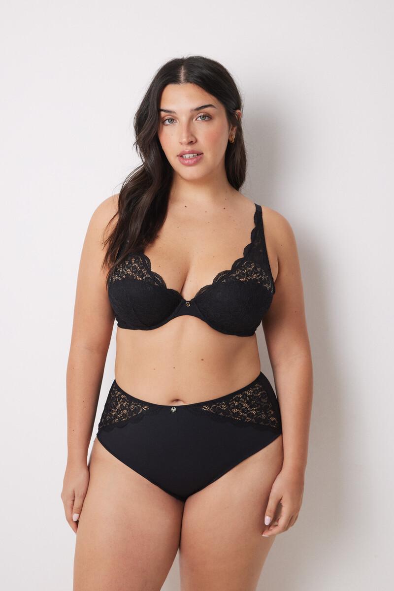 Women'secret INTUITIVE Sujetador Halter Relleno Encaje Negro