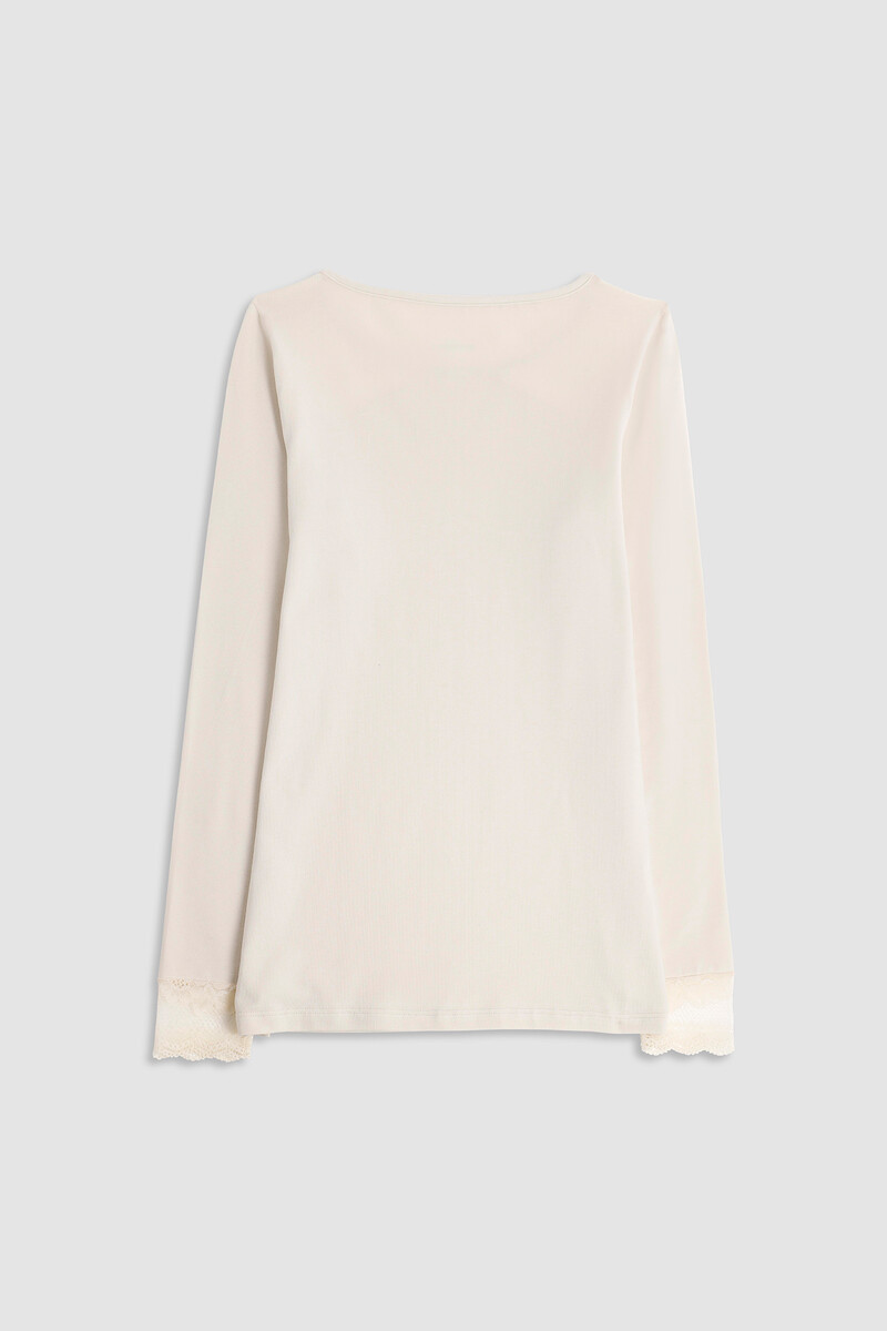 Women'secret Jersey Cuello Redondo Manga Larga Crema