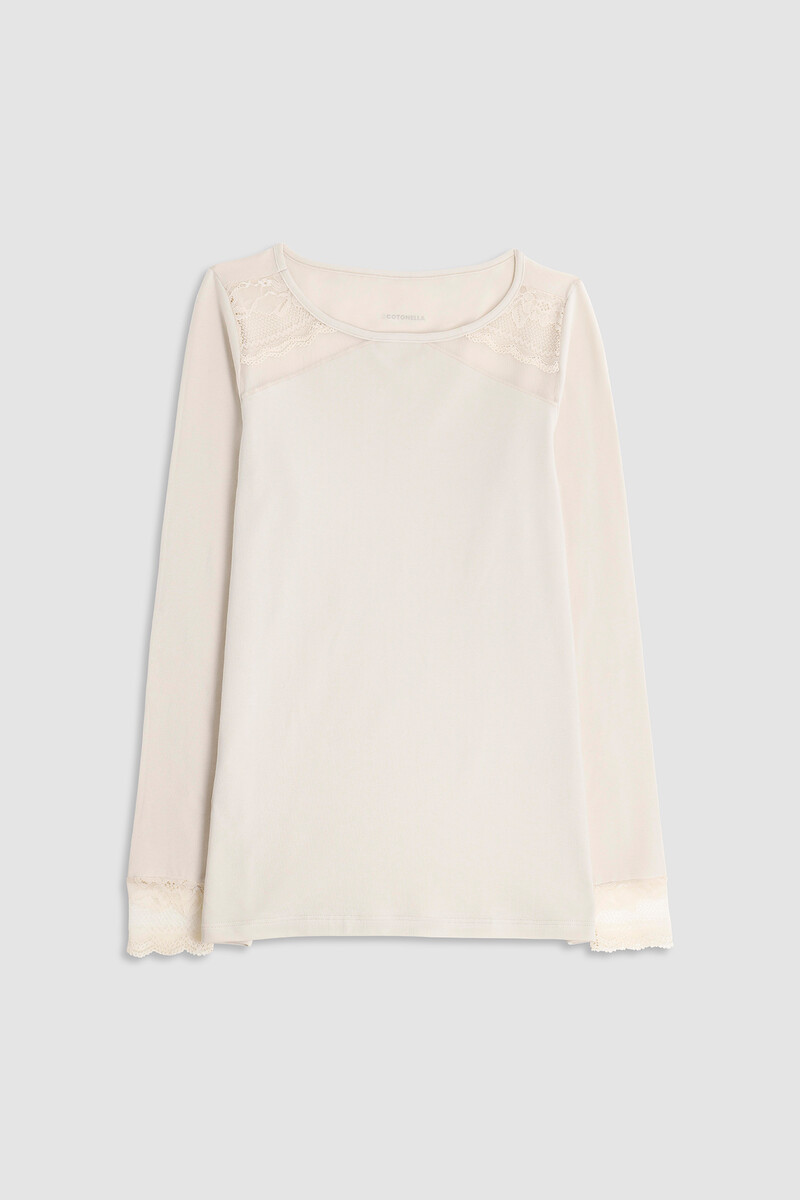 women'secret Jersey cuello redondo manga larga crema