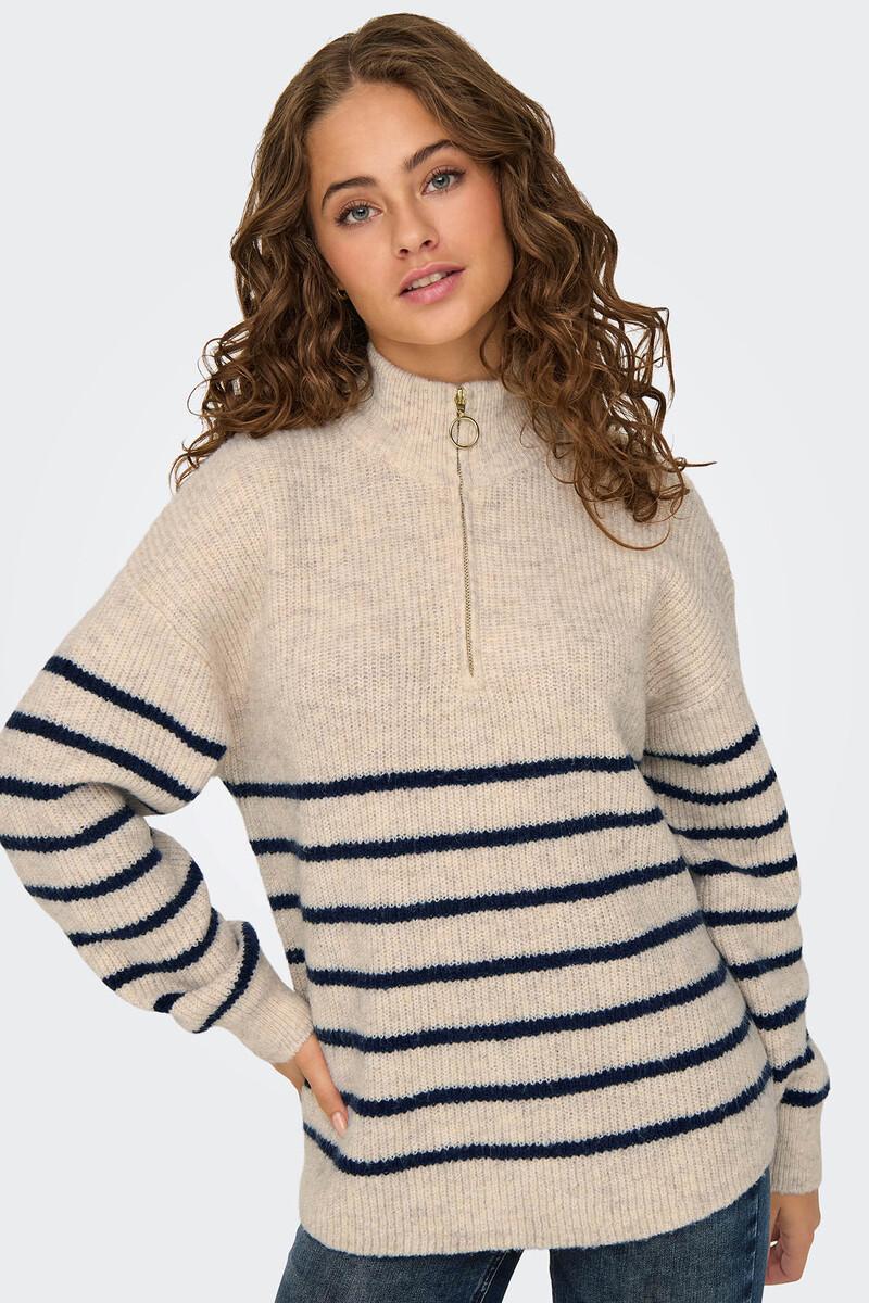 Women'secret Jersey De Lana Con Cuello Alto Y Cierre Media Cremallera Con A Rallas