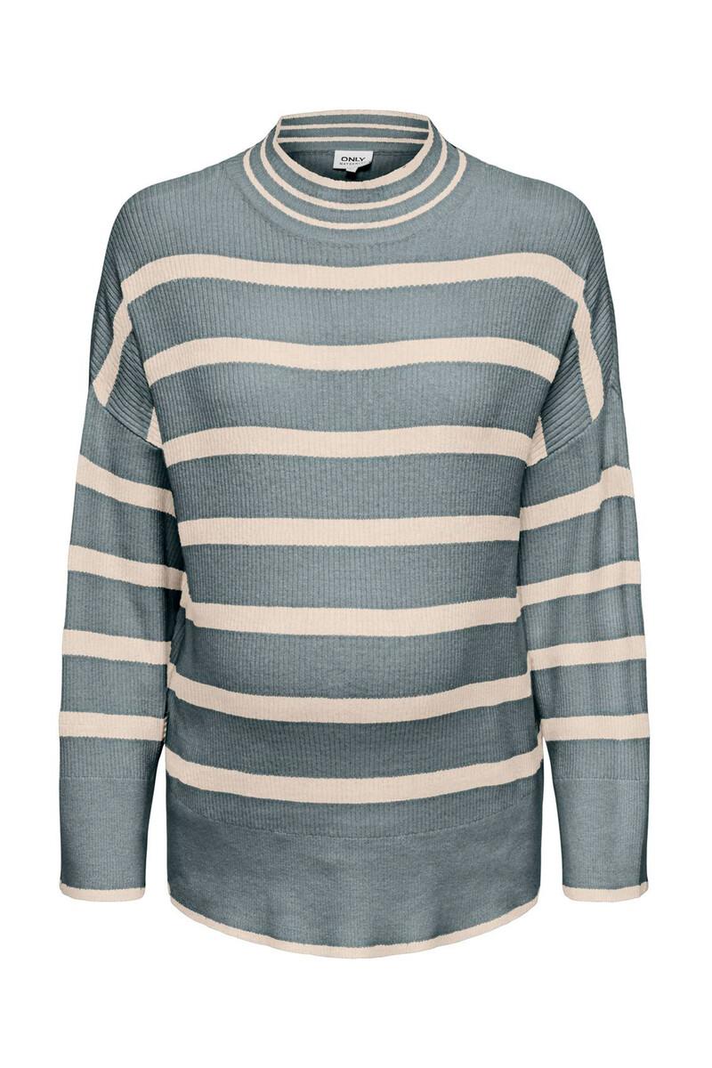 women'secret Jersey de lana con cuello alto y hombros caídos a rallas
