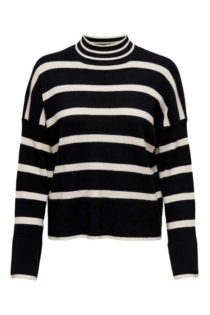 women'secret Jersey de lana con cuello alto y hombros caídos a rallas