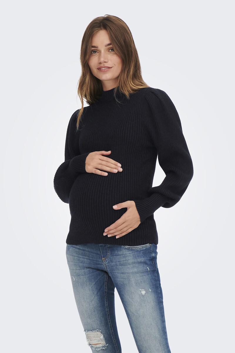 women'secret Jersey de punto premamá de cuello alto y mangas abullonadas