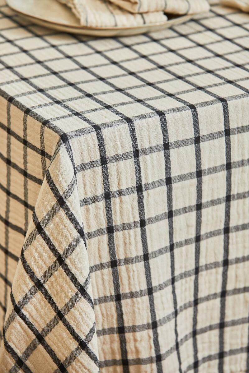Women'secret Mantel De Muselina A Cuadros Crudo Piazze
