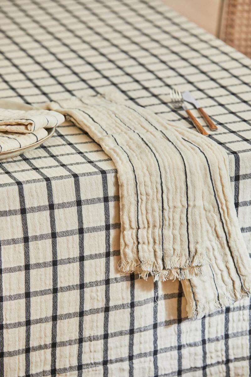 Women'secret Mantel De Muselina A Cuadros Crudo Piazze