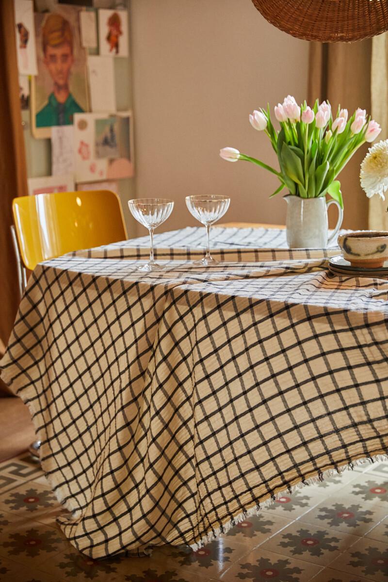 women'secret Mantel de muselina a cuadros crudo Piazze