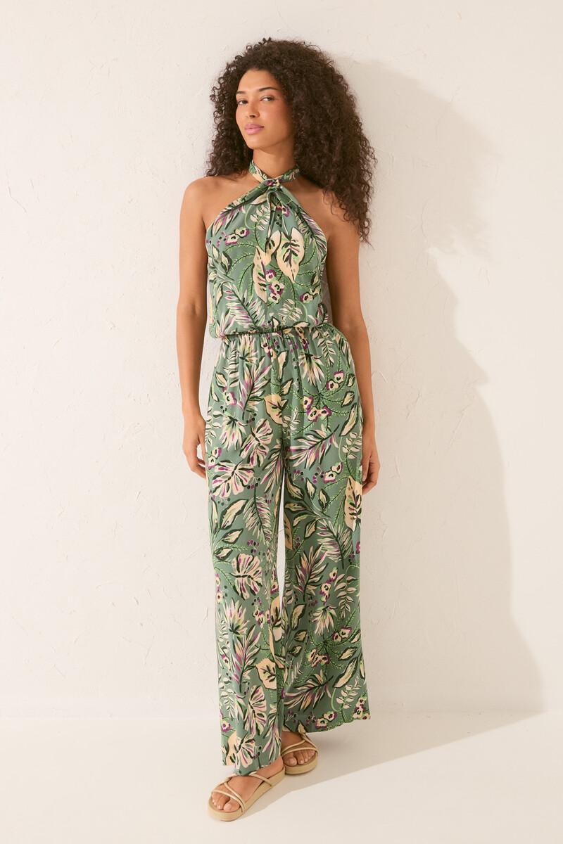 women'secret Mono largo escote halter print tropical