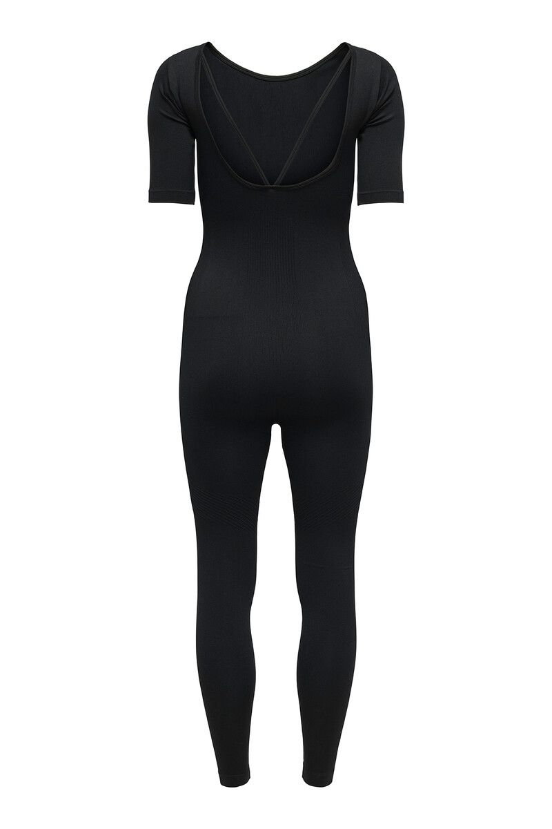 Women'secret Mono Negro De Manga Corta Sin Costuras Y Detalle Tiras En La Espalda