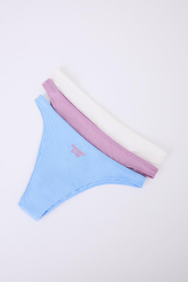 Women'secret Pack 3 Bragas Brasileñas Blanco Azul Lila