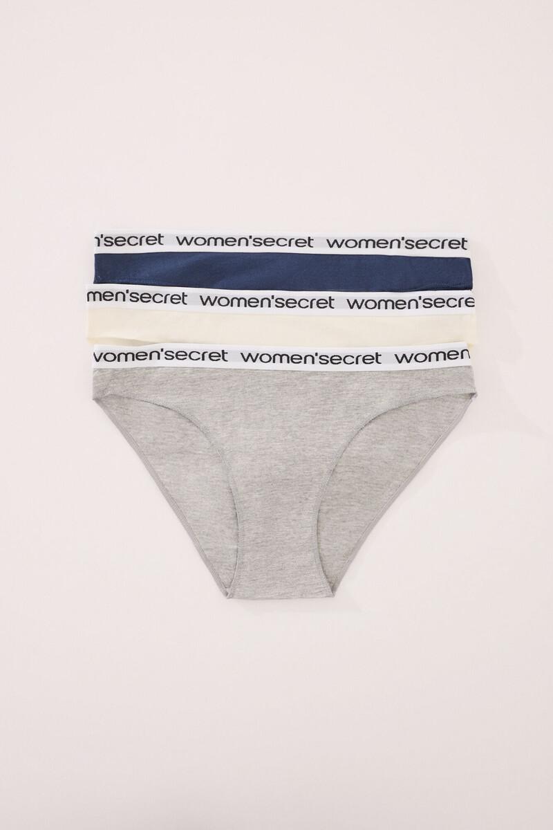 women'secret Pack 3 bragas clásicas algodón mix colores logo