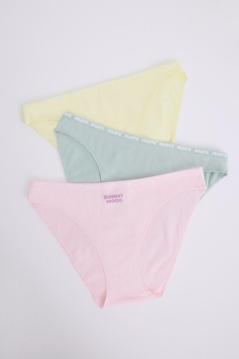 women'secret Pack 3 bragas clásicas amarillo rosa verde