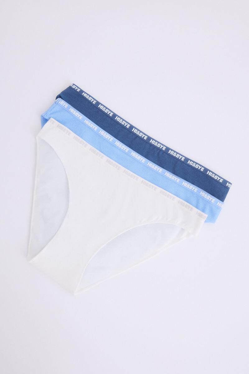 Women'secret Pack 3 Bragas Clásicas Navy Azul Blanco