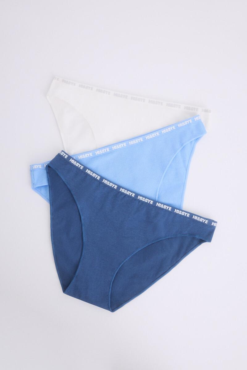 women'secret Pack 3 bragas clásicas navy azul blanco