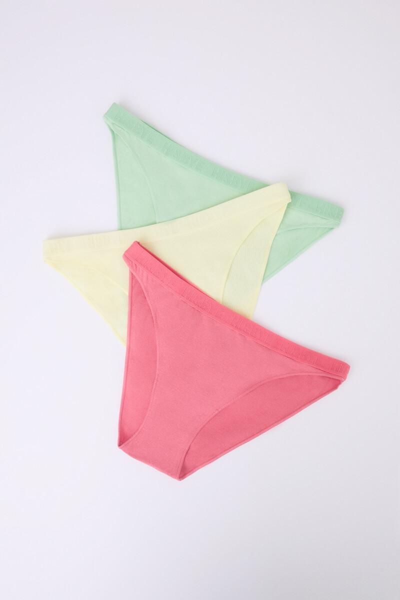 Women'secret Pack 3 Bragas Clásicas Rosa Amarillo Verde