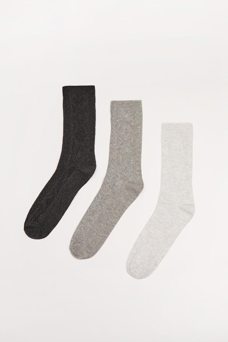 Women'secret Pack 3 Calcetines Algodón Textura Gris
