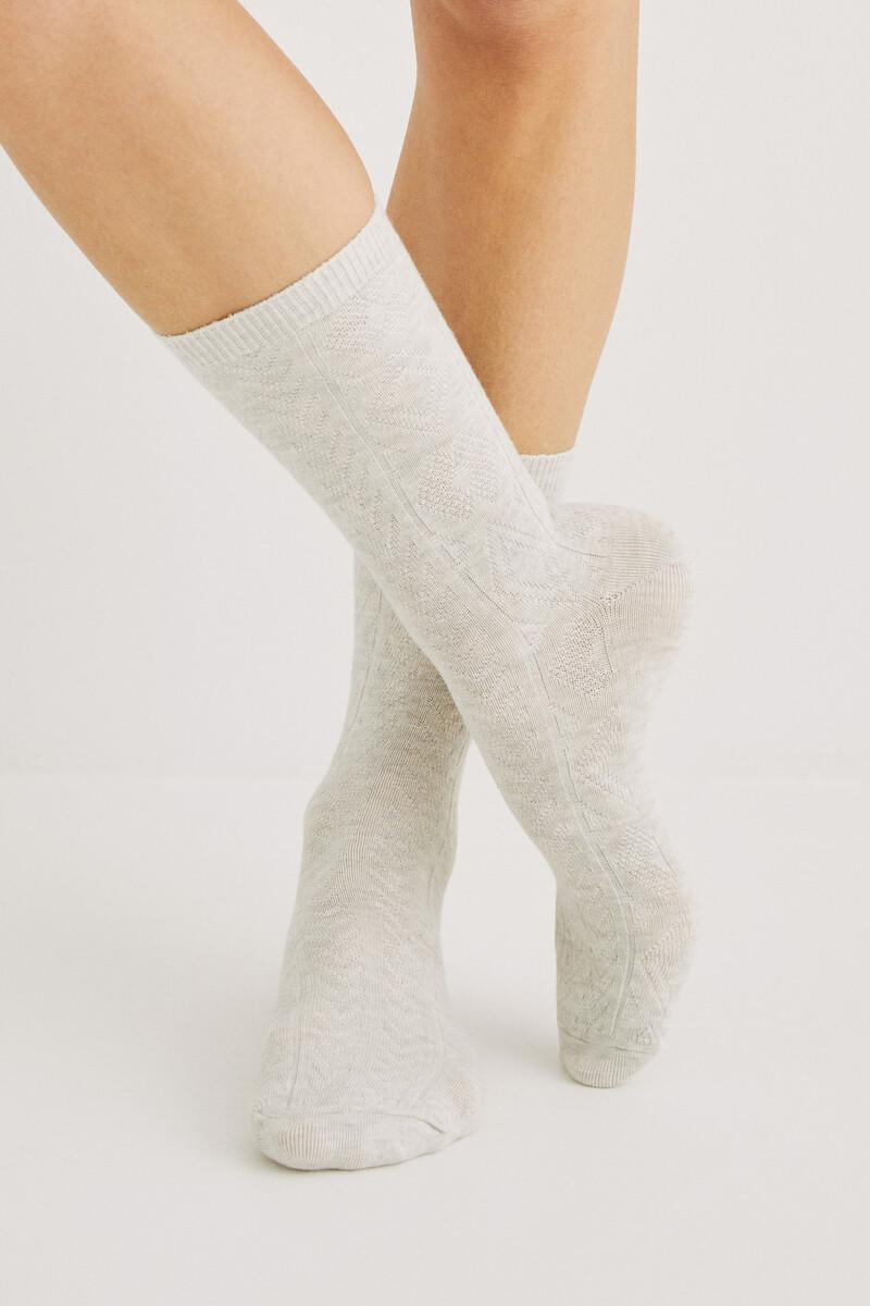 Women'secret Pack 3 Calcetines Algodón Textura Gris