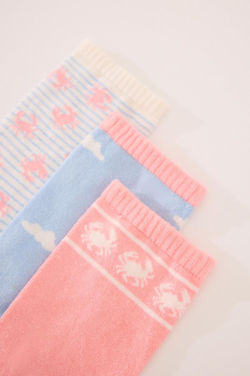 Women'secret Pack 3 Calcetines Altos Print Cangrejos