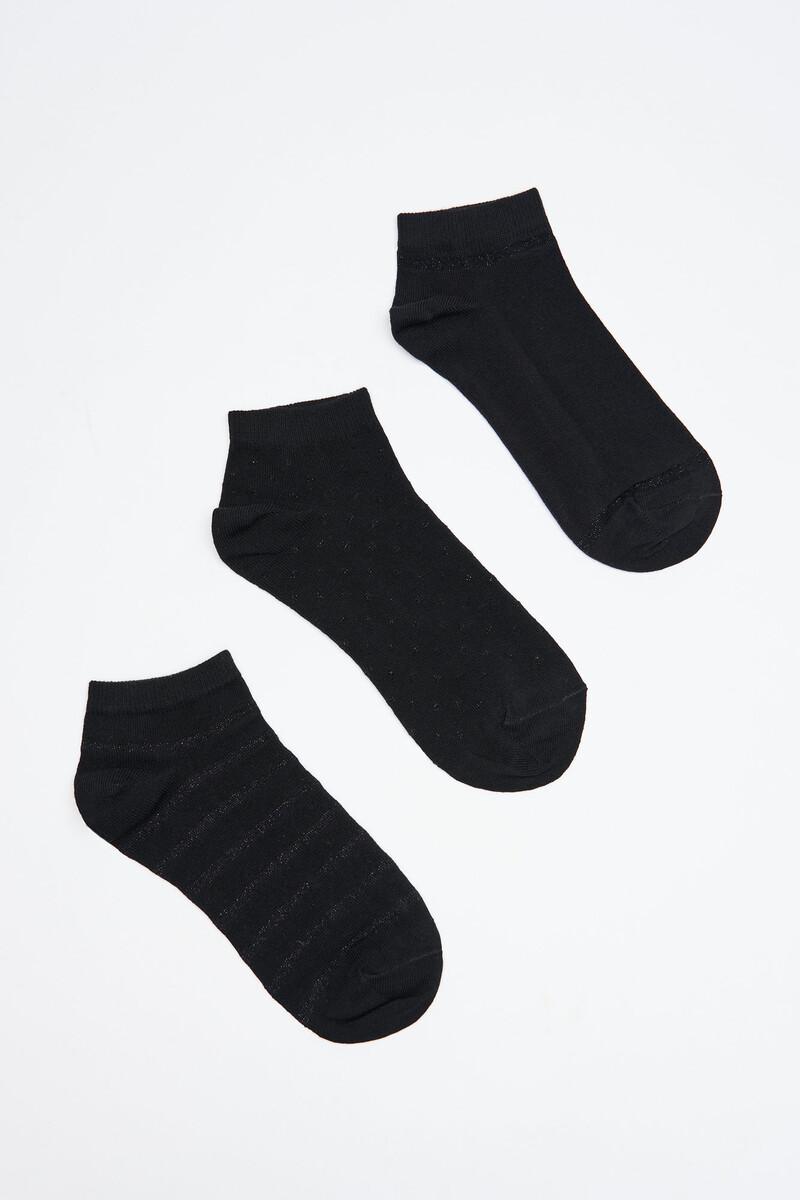 Women'secret Pack 3 Calcetines Cortos Algodón Negro