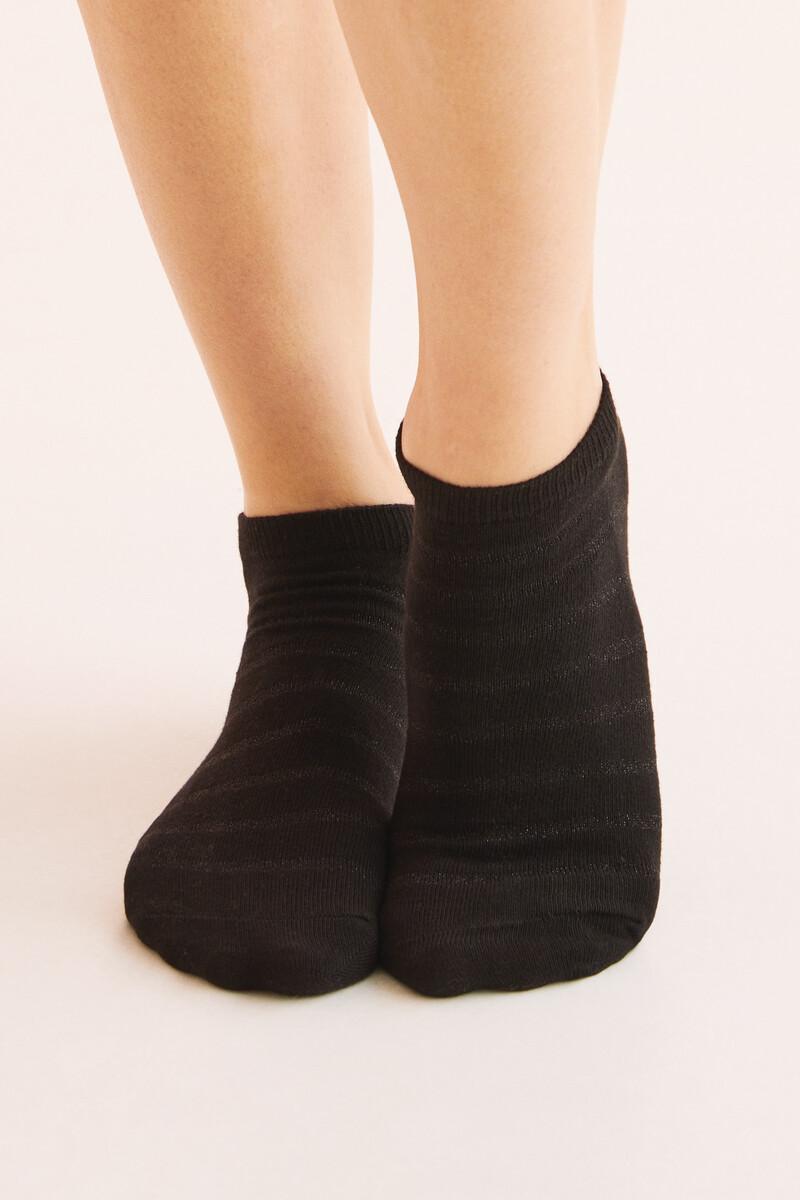 Women'secret Pack 3 Calcetines Cortos Algodón Negro