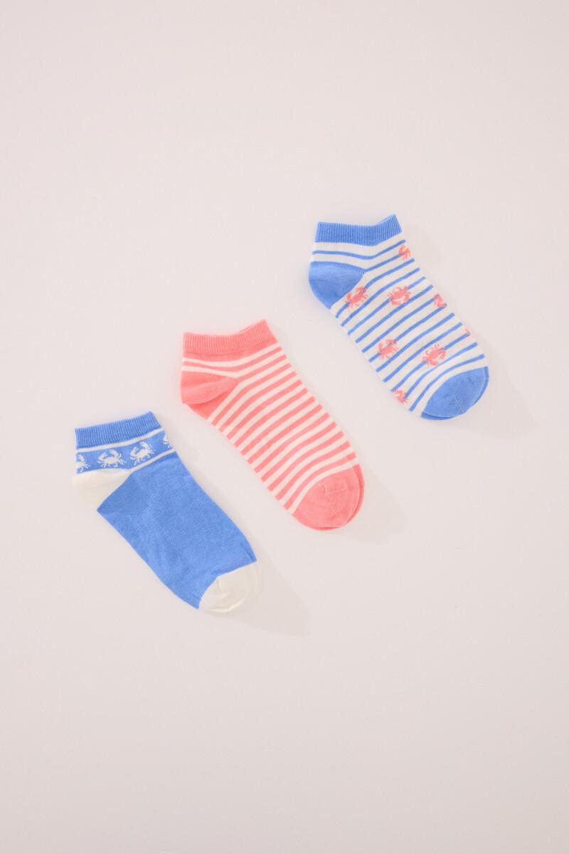 women'secret Pack 3 calcetines cortos print cangrejos