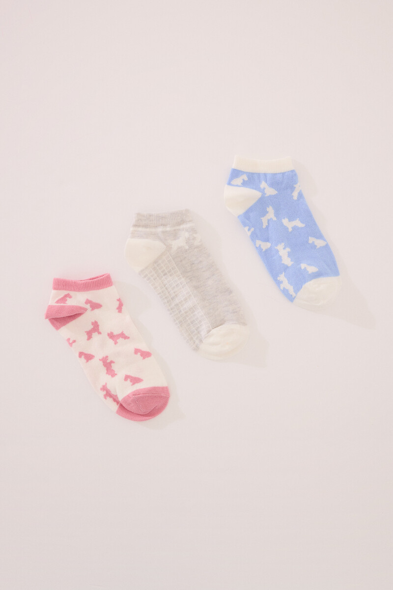 women'secret Pack 3 calcetines cortos print perritos