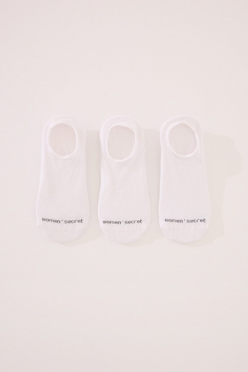 women'secret Pack 3 calcetines invisibles algodón blancos