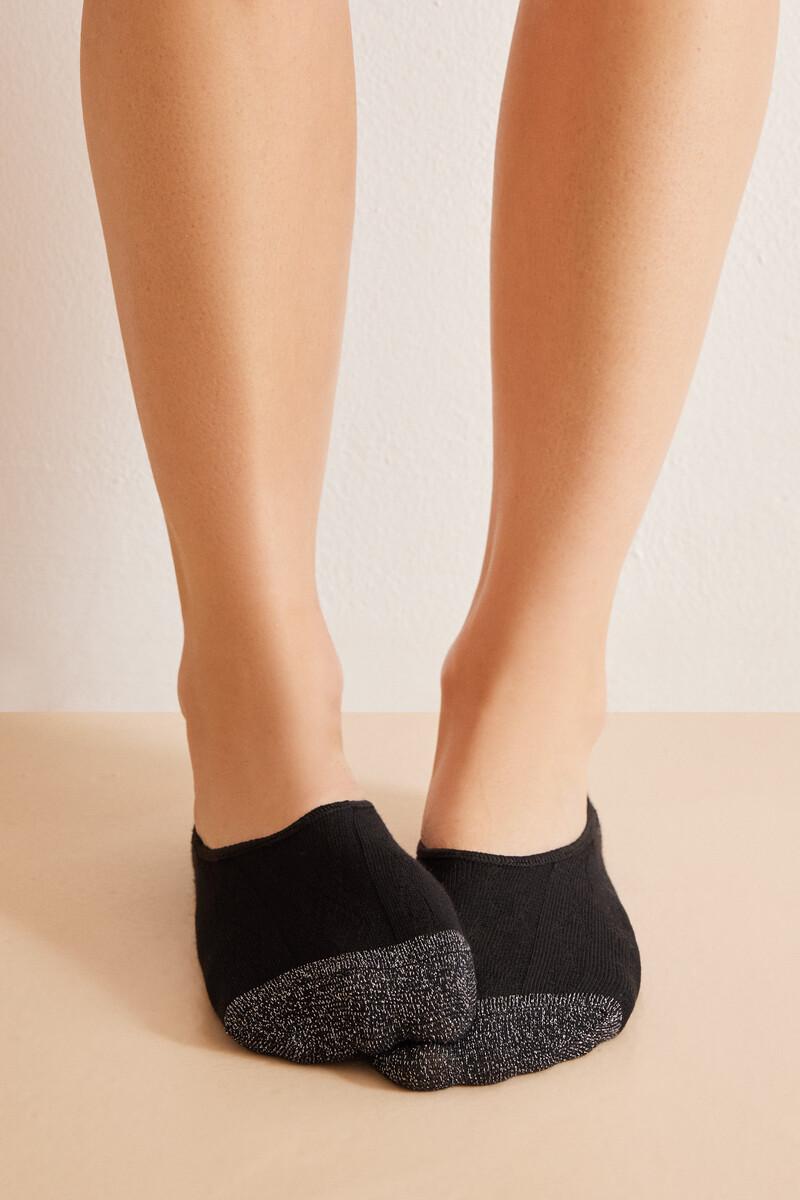 Women'secret Pack 3 Calcetines Invisibles Algodón Lurex Negro