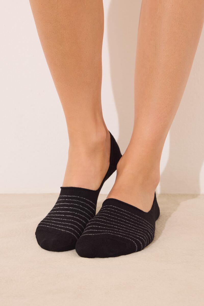 Women'secret Pack 3 Calcetines Invisibles Algodón Negro