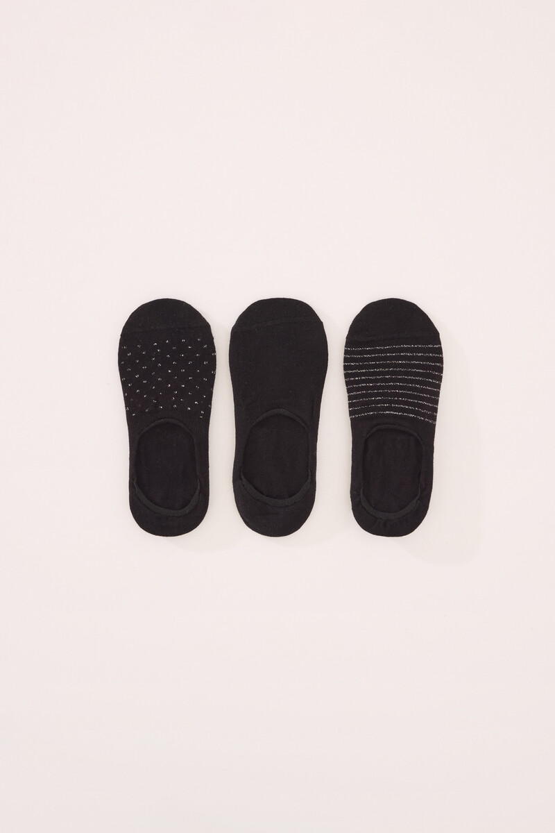 women'secret Pack 3 calcetines invisibles algodón negro