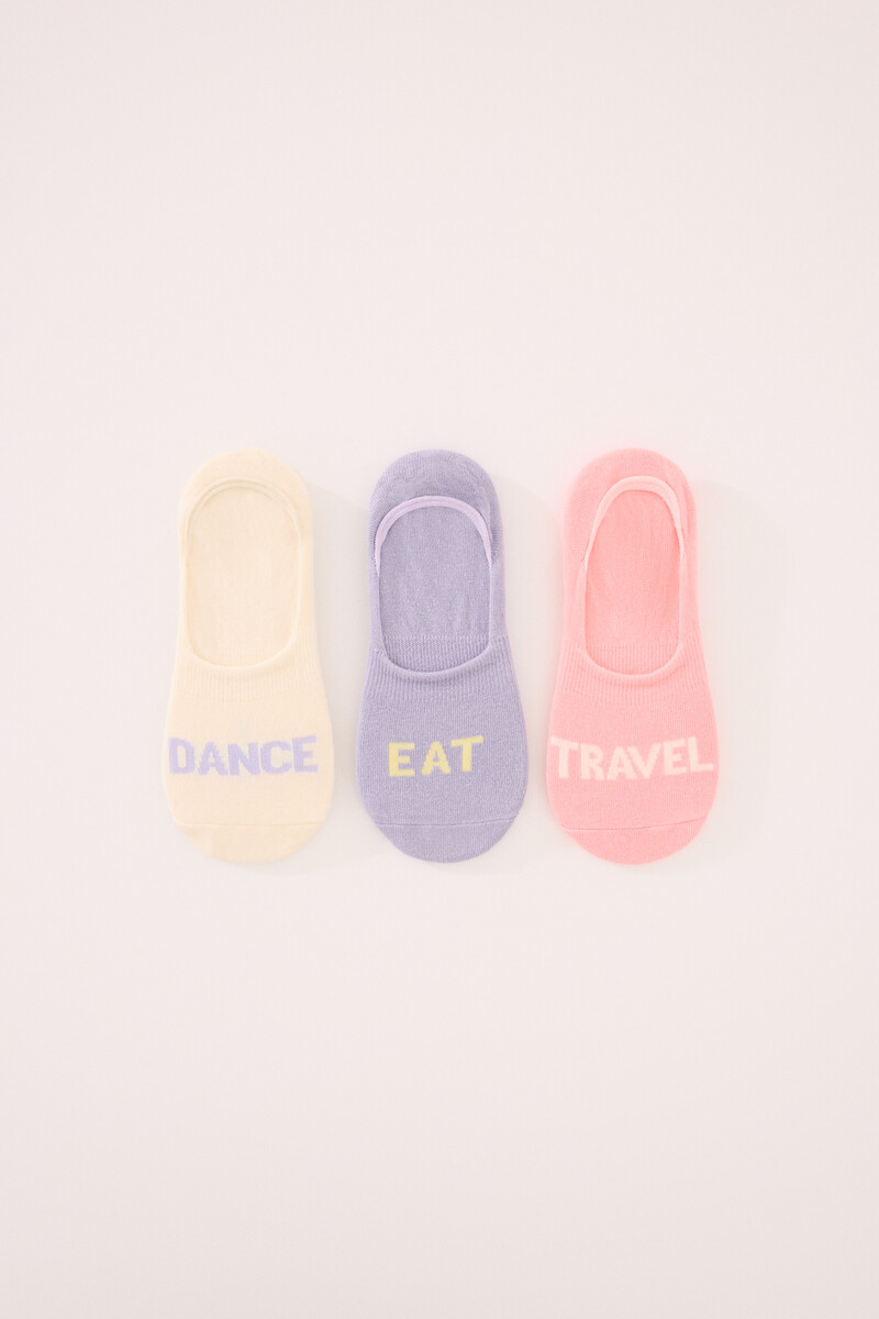 women'secret Pack 3 calcetines invisibles algodón palabras