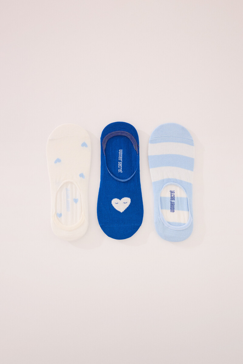 women'secret Pack 3 calcetines invisibles algodón print corazones