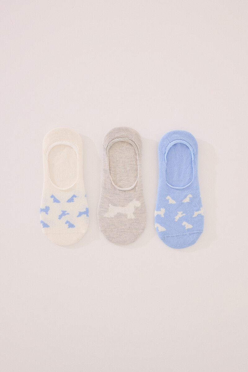 women'secret Pack 3 calcetines invisibles algodón print perritos