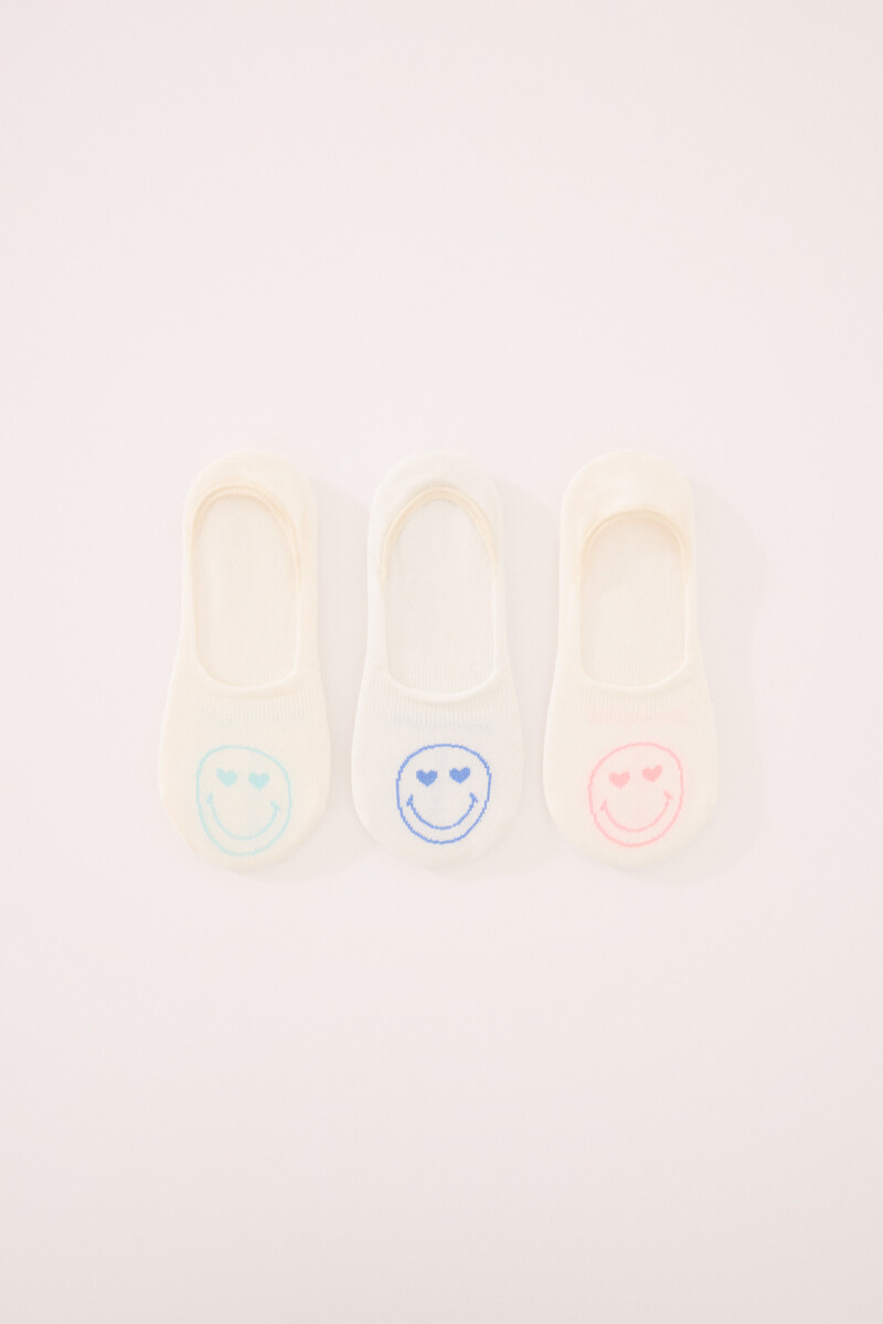 women'secret Pack 3 calcetines invisibles algodón Smiley