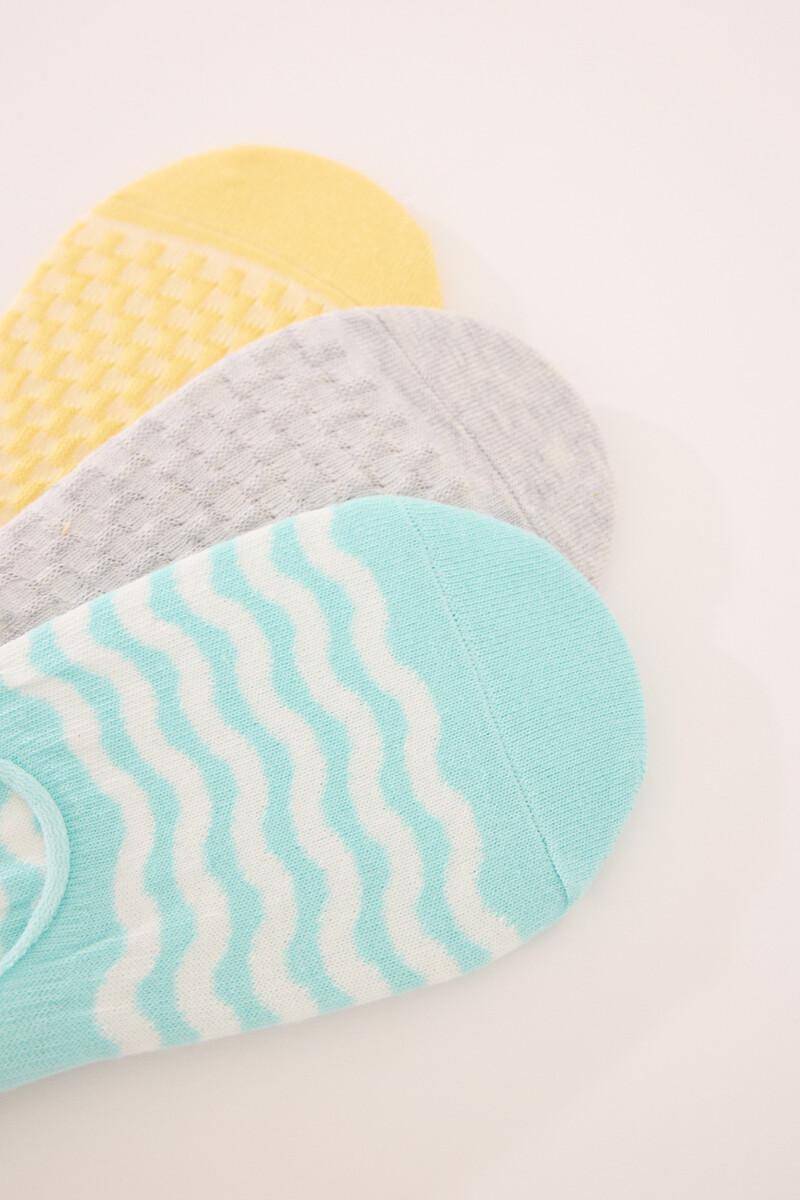 Women'secret Pack 3 Calcetines Invisibles Algodón Textura