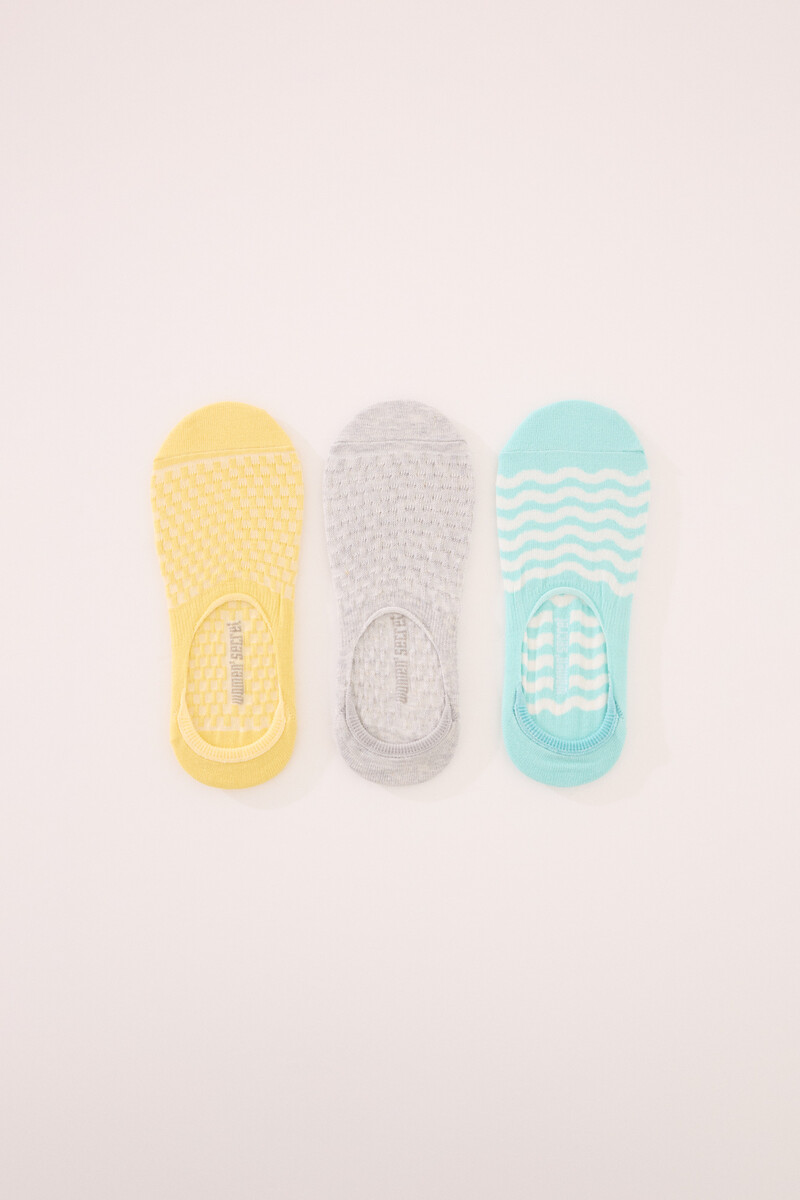 women'secret Pack 3 calcetines invisibles algodón textura