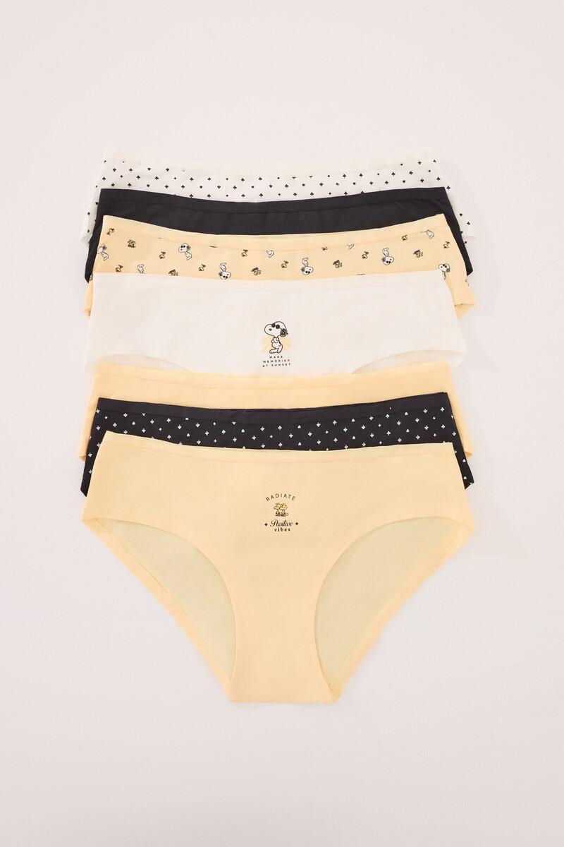 women'secret Pack 7 bragas anchas algodón print Snoopy