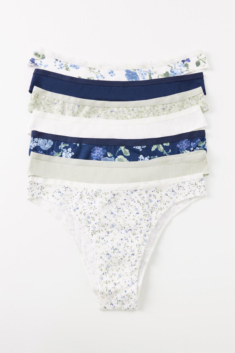 women'secret Pack 7 bragas brasileñas algodón lisas y estampado