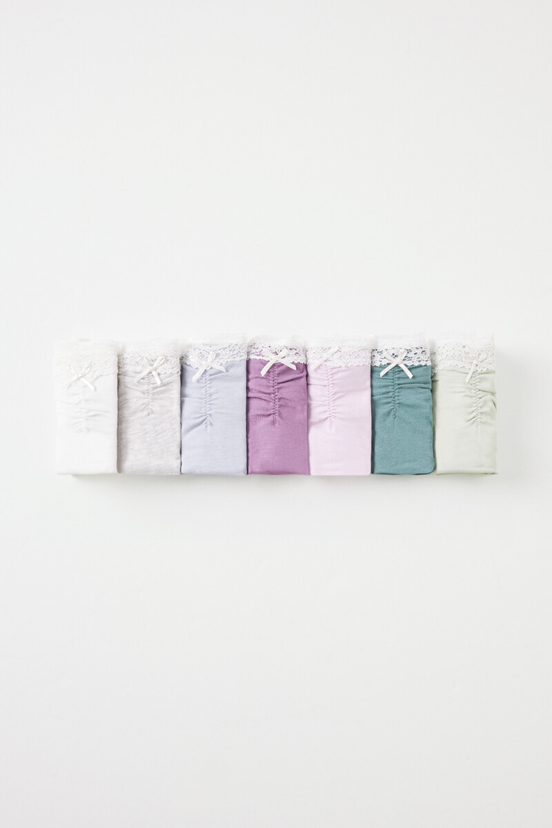 Women'secret Pack 7 Bragas Clásicas Algodón Frunce Y Encaje