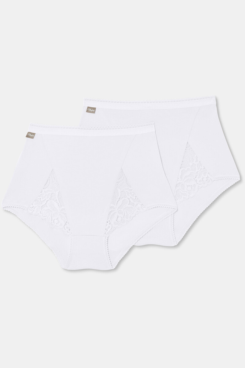 women'secret Pack de 2 bragas maxi de algodón elástico con encaje