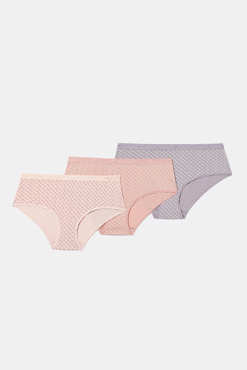 women'secret Pack de 3 bragas tipo culottes de algodón elástico estampado flores