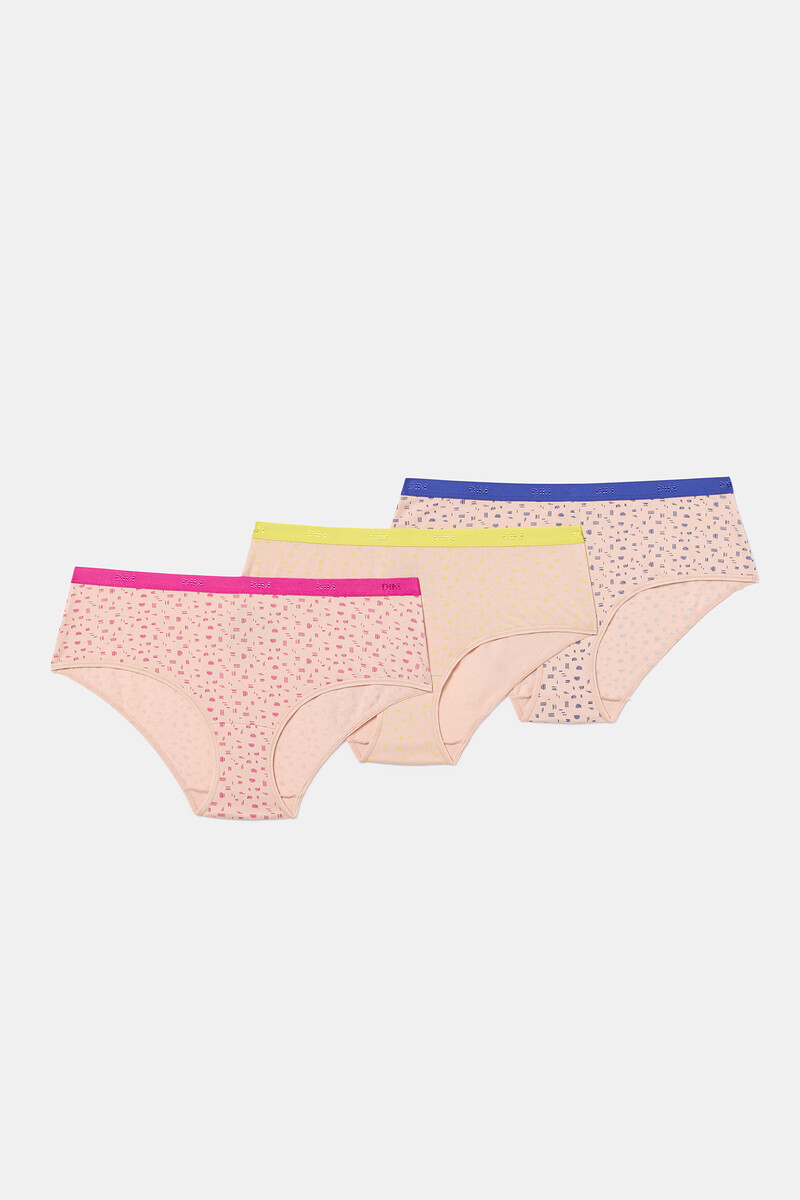 women'secret Pack de 3 bragas tipo culottes de algodón elástico estampado flores