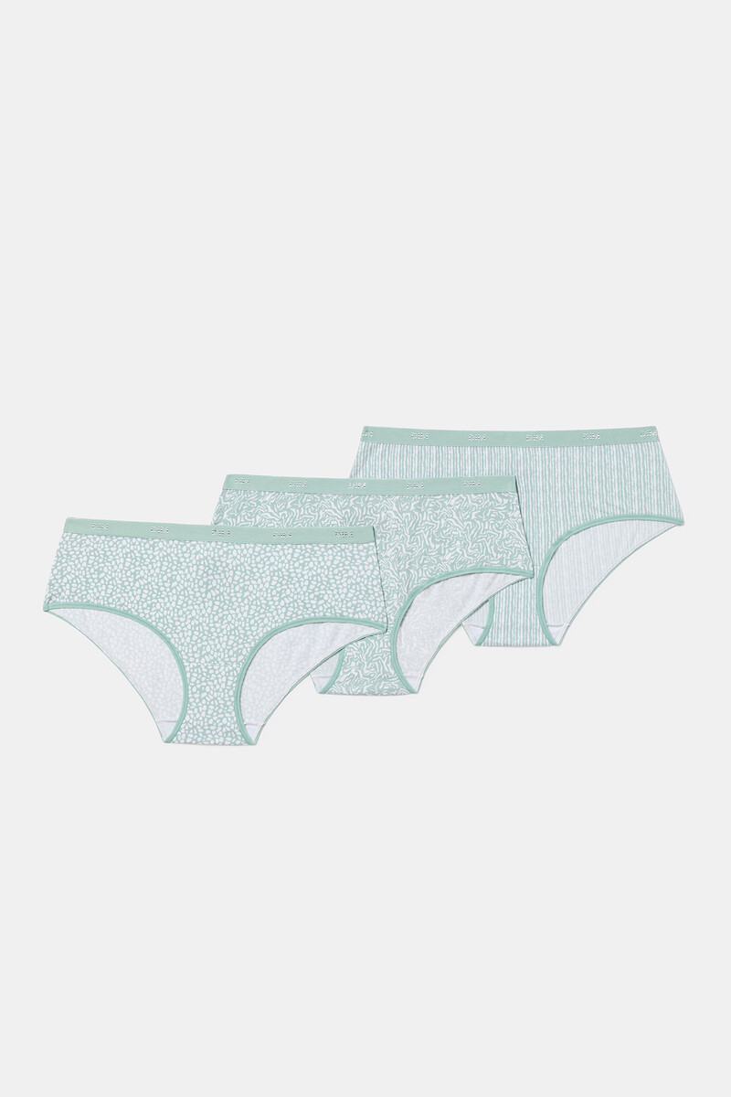 women'secret Pack de 3 bragas tipo culottes de algodón elástico estampado flores