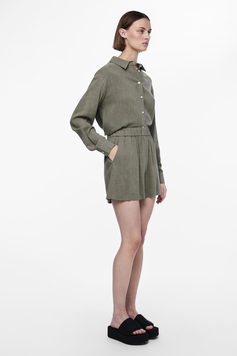 Women'secret Pantalón Corto De Lino Con Cintura Elástica